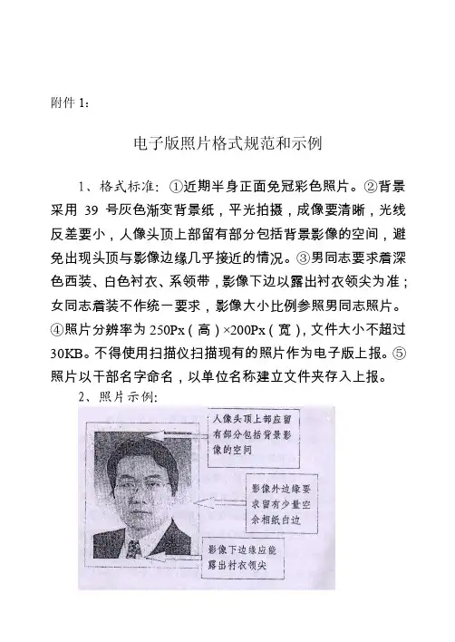 电子版照片格式规范和示例