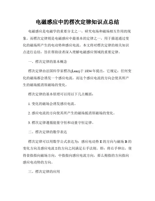 电磁感应中的楞次定律知识点总结