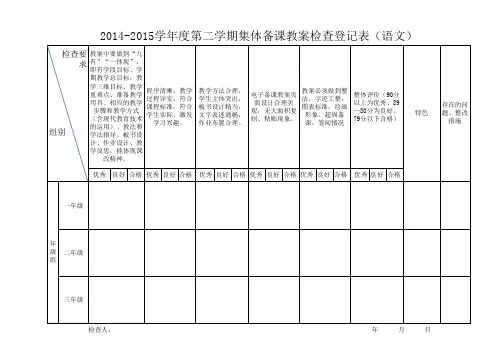 集体备课 教案检查加载表工作簿1