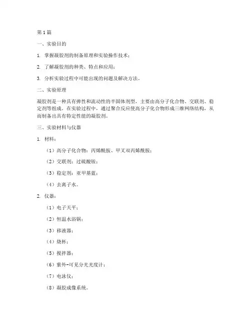 凝胶剂制备实验报告(3篇)