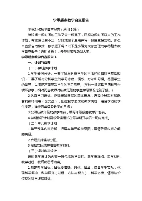 学零起点教学自查报告（通用6篇）