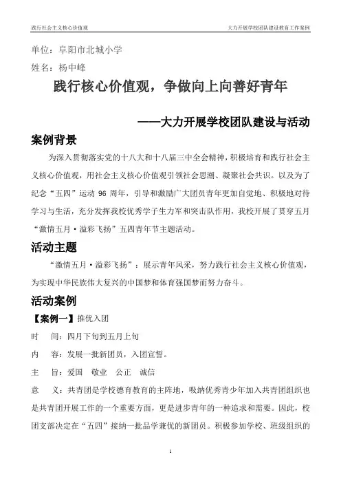 践行核心价值观教育案例杨中峰