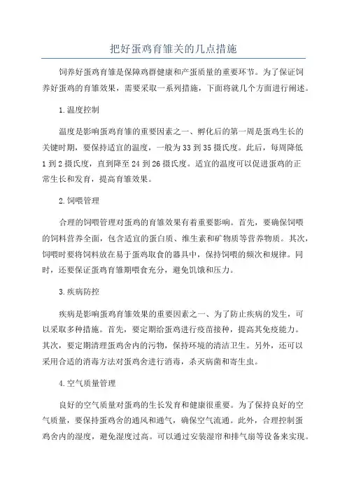 把好蛋鸡育雏关的几点措施