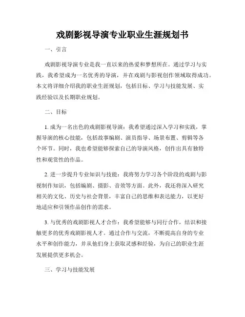 戏剧影视导演专业职业生涯规划书