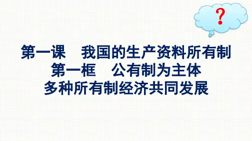 高中思想政治必修第二册精品课件 第1课我国的生产资料所有制 第1框公有制为主体多种所有制经济共同发展