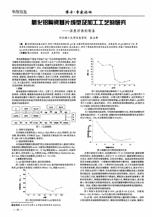 氧化铝陶瓷基片成型及加工工艺的研究——浓悬浮体的制备