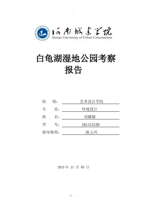 白龟湖湿地公园调研报告