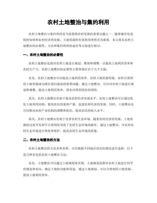 农村土地整治与集约利用