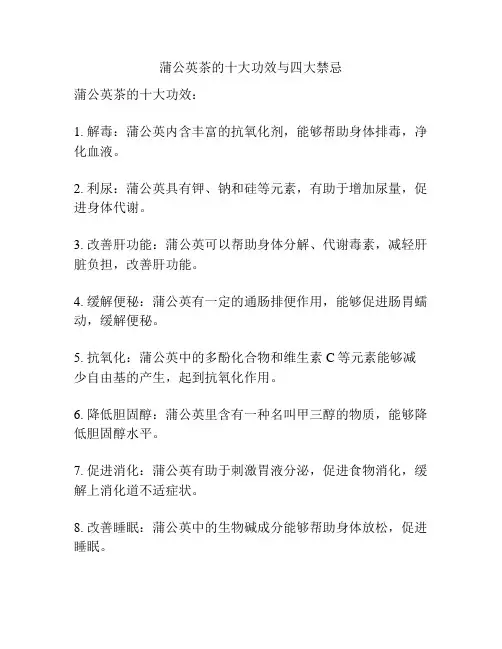 蒲公英茶的十大功效与四大禁忌