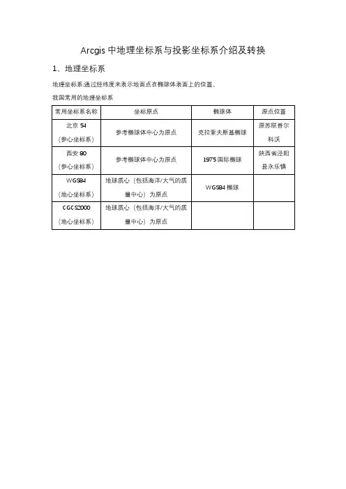 arcgis坐标系转换