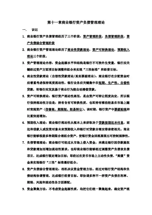 商业银行的资产负债管理理论