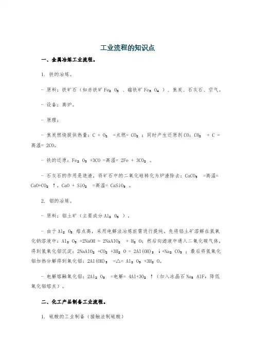 工业流程的知识点