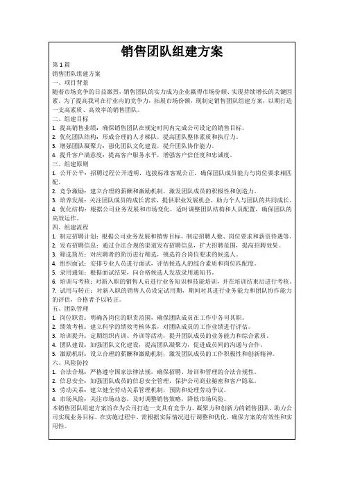 销售团队组建方案