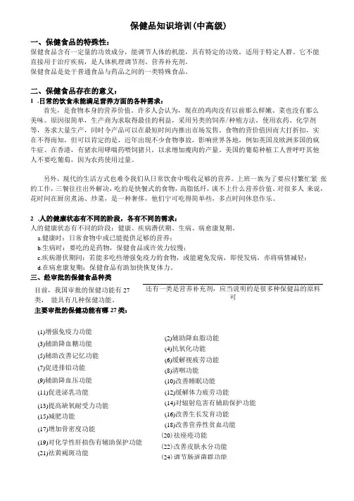 保健品知识培训