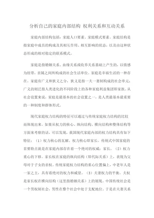 分析自己的家庭内部结构 权利关系和互动关系