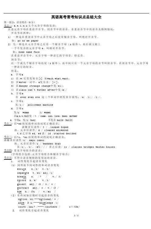 英语高考常考知识点总结大全