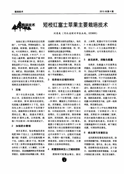 短枝红富士苹果主要栽培技术