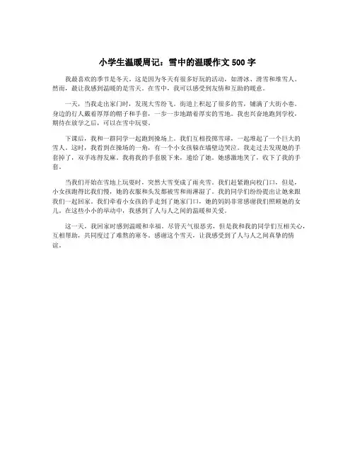 小学生温暖周记：雪中的温暖作文500字