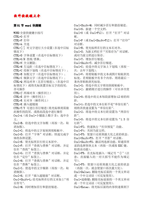 办公设计软件快捷键大全+笔记本电脑快捷键大全