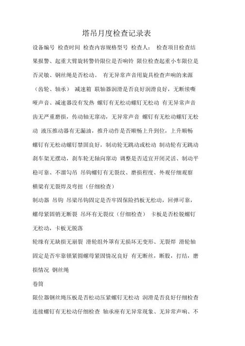 塔吊月检记录表