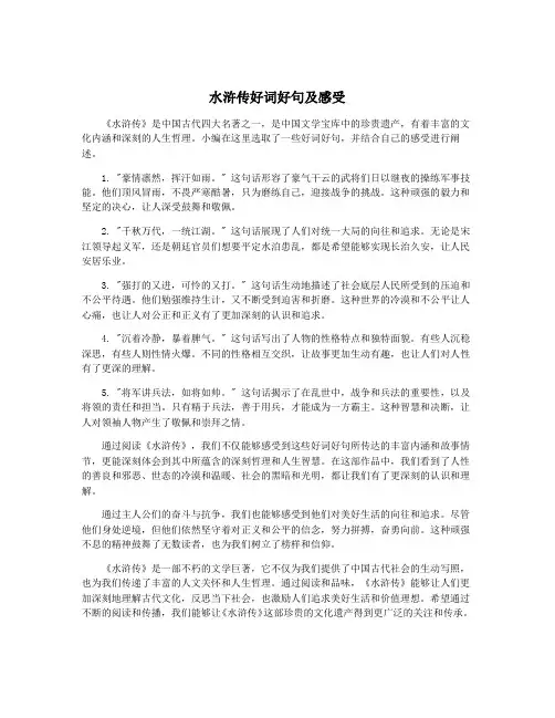 水浒传好词好句及感受