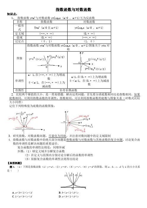 指数函数与对数函数知识总结及练习
