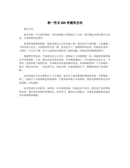 初一作文500字迷失方向
