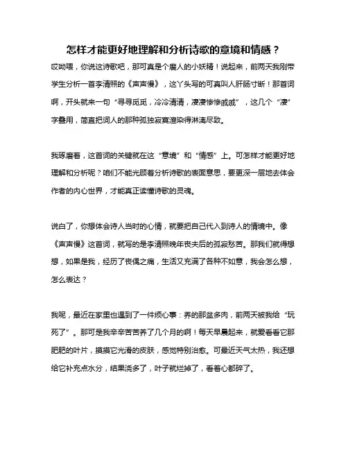 怎样才能更好地理解和分析诗歌的意境和情感？