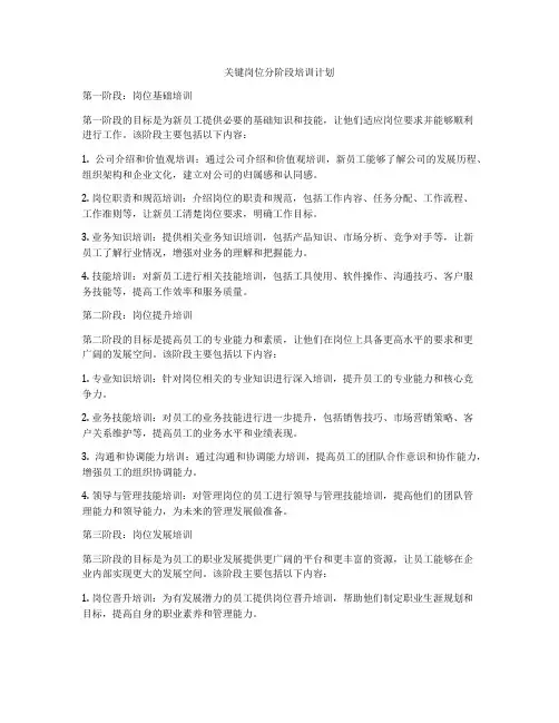 关键岗位分阶段培训计划