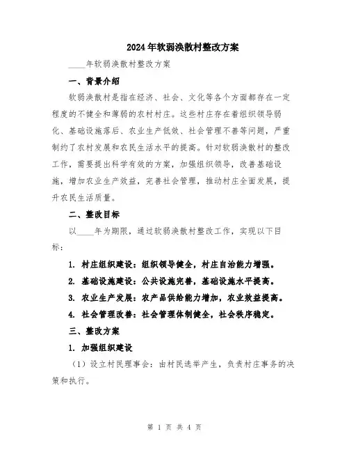 2024年软弱涣散村整改方案