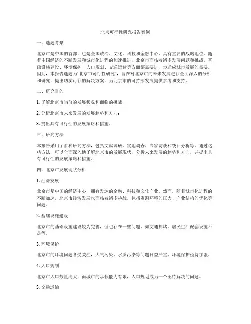 北京可行性研究报告案例