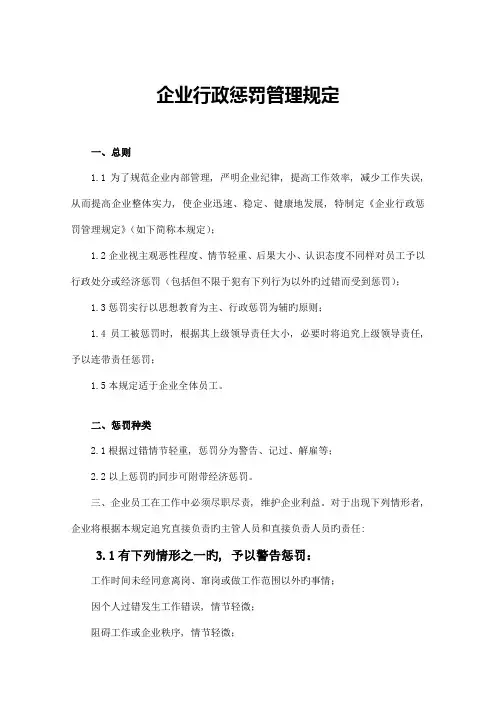 公司行政处罚管理规定示范文本