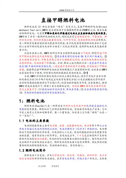 燃料电池DMFC综述