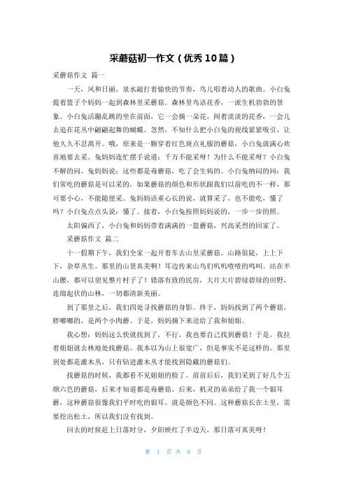 采蘑菇初一作文(优秀10篇)