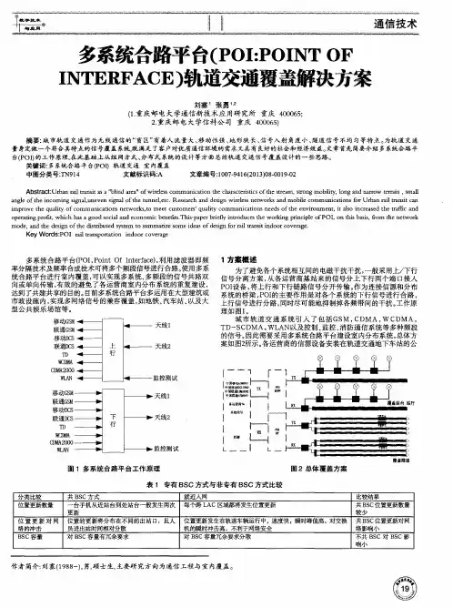 多系统合路平台(POI：POINTOFINTERFACE)轨道交通覆盖解决方案