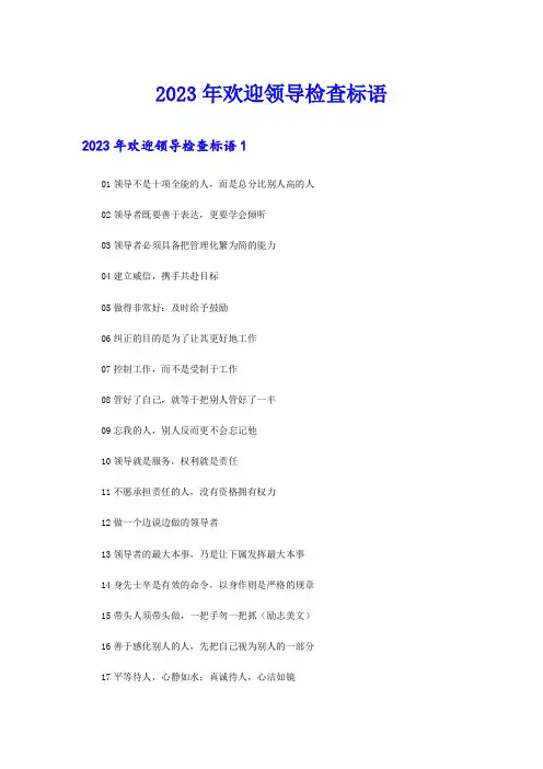 2023年欢迎领导检查标语