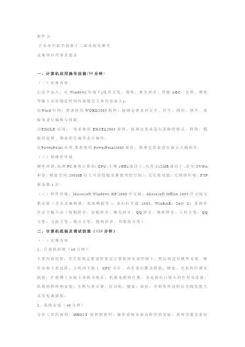 竞赛项目内容及要求
