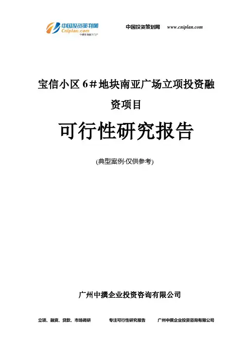 宝信小区6#地块南亚广场融资投资立项项目可行性研究报告(中撰咨询)