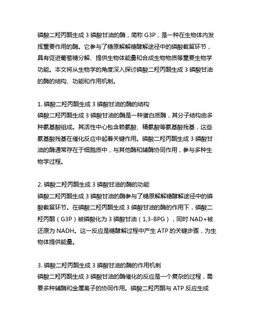 磷酸二羟丙酮生成3磷酸甘油的酶