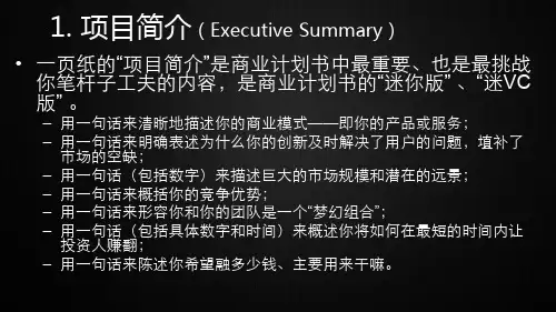 项目简介ExecutiveSummary共16页文档