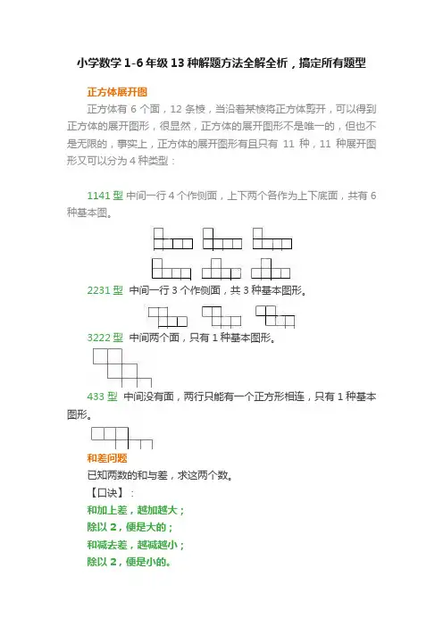 小学数学1-6年级13种解题方法全解全析，搞定所有题型
