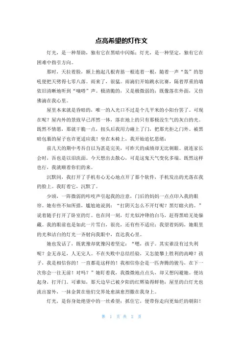 点亮希望的灯作文