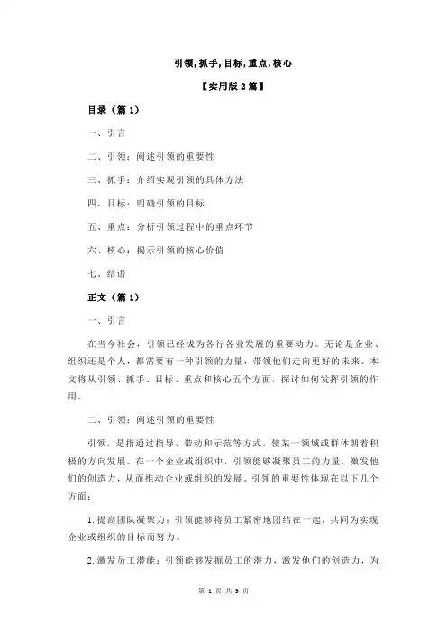 引领,抓手,目标,重点,核心