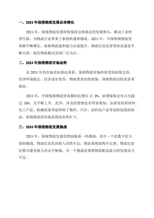 2024年保税物流发展分析与展望报告