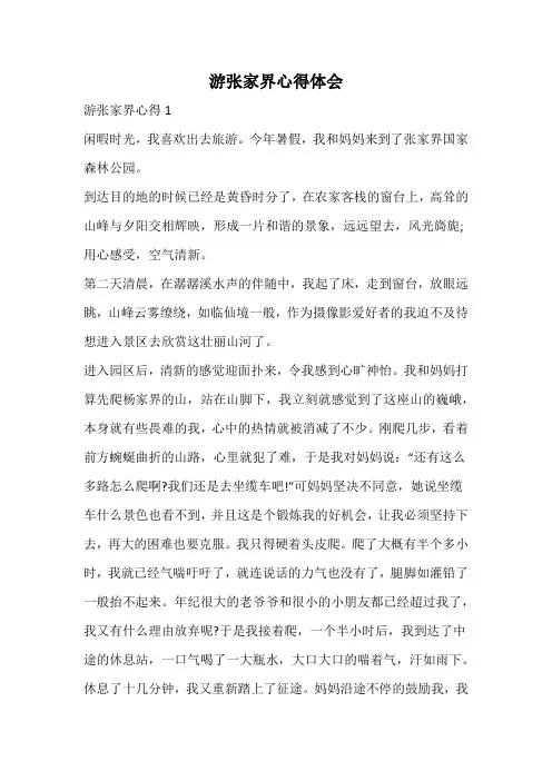 游张家界心得体会