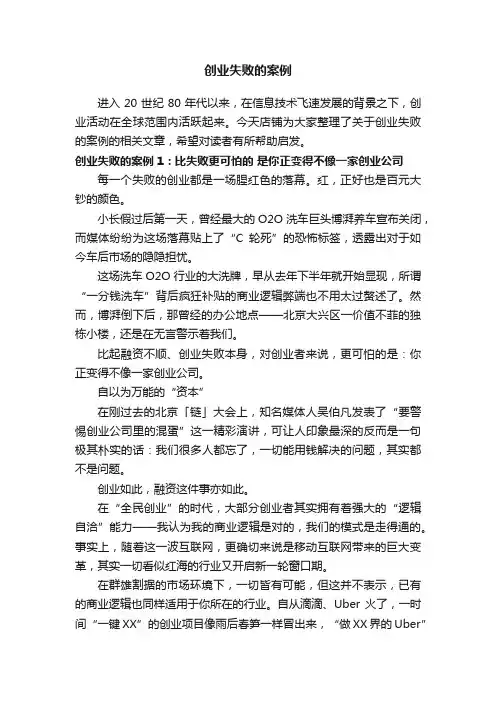 创业失败的案例