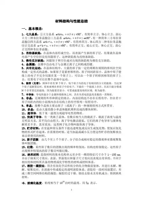 材料结构与性能总结
