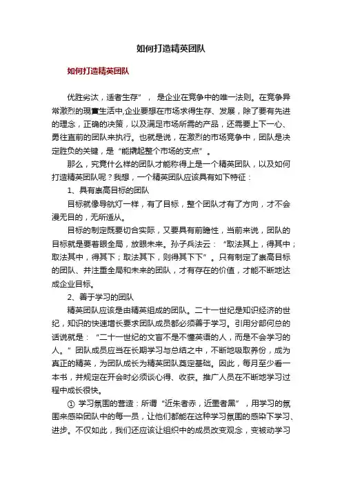 如何打造精英团队