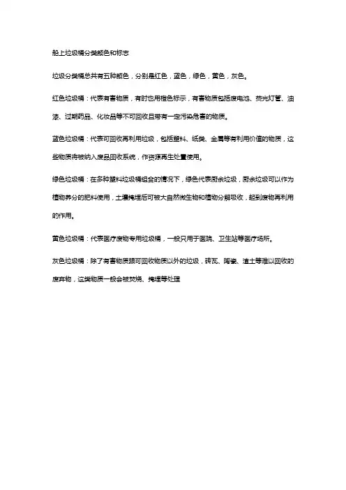 船上垃圾桶分类颜色和标志