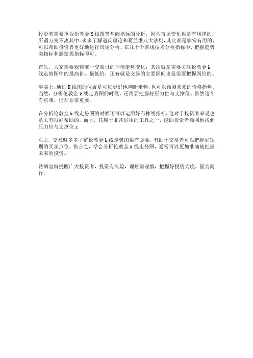 炒伦敦金怎么看K线图走势